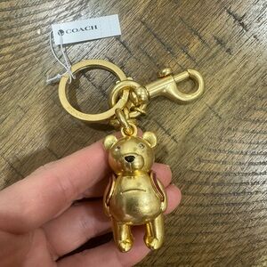 Coach Gold-tone Teddy Bear Bag Charm Keyring